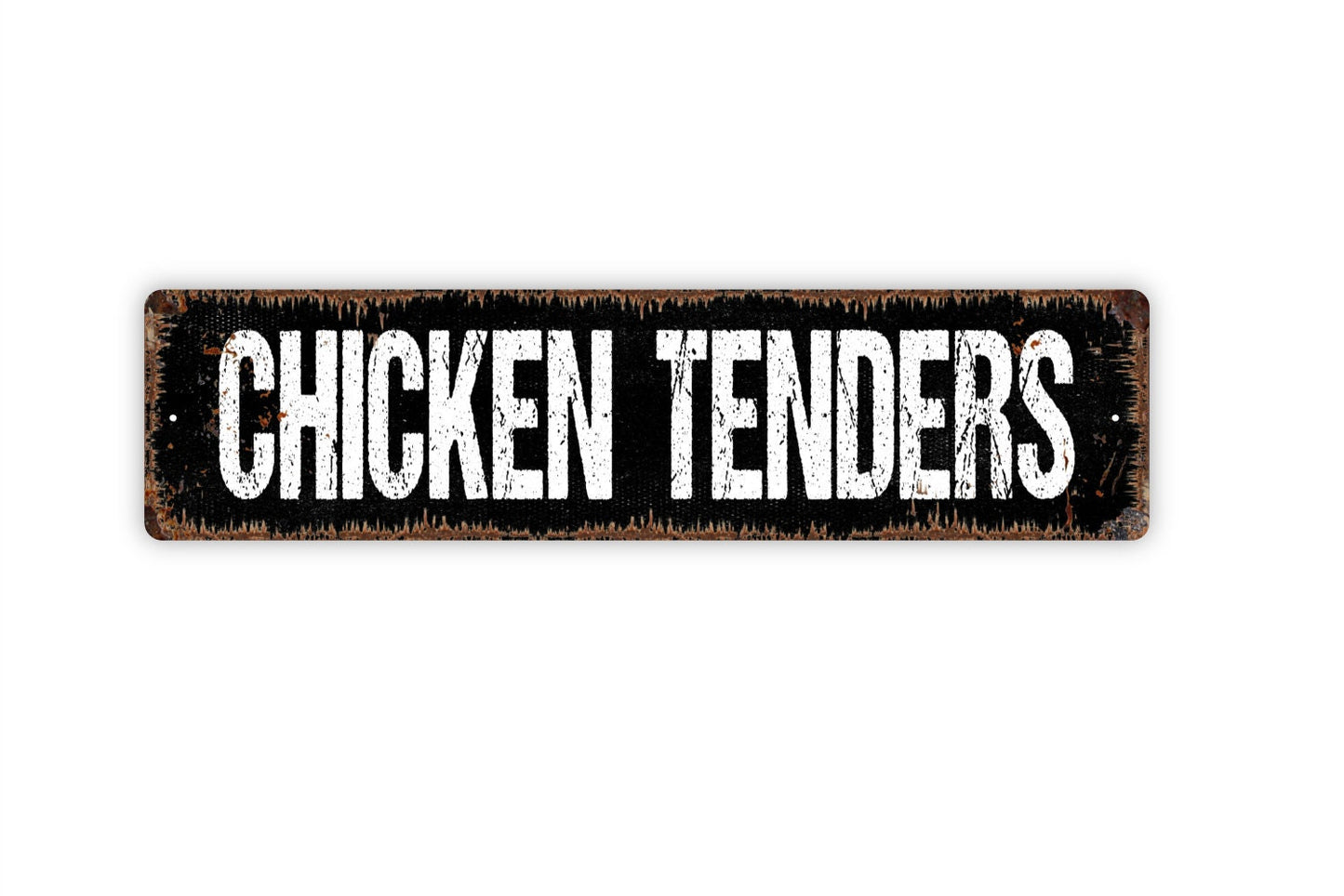 Chicken Tenders Sign - Chicken Coop Hen House Rustic Street Metal Sign or Door Name Plate Plaque