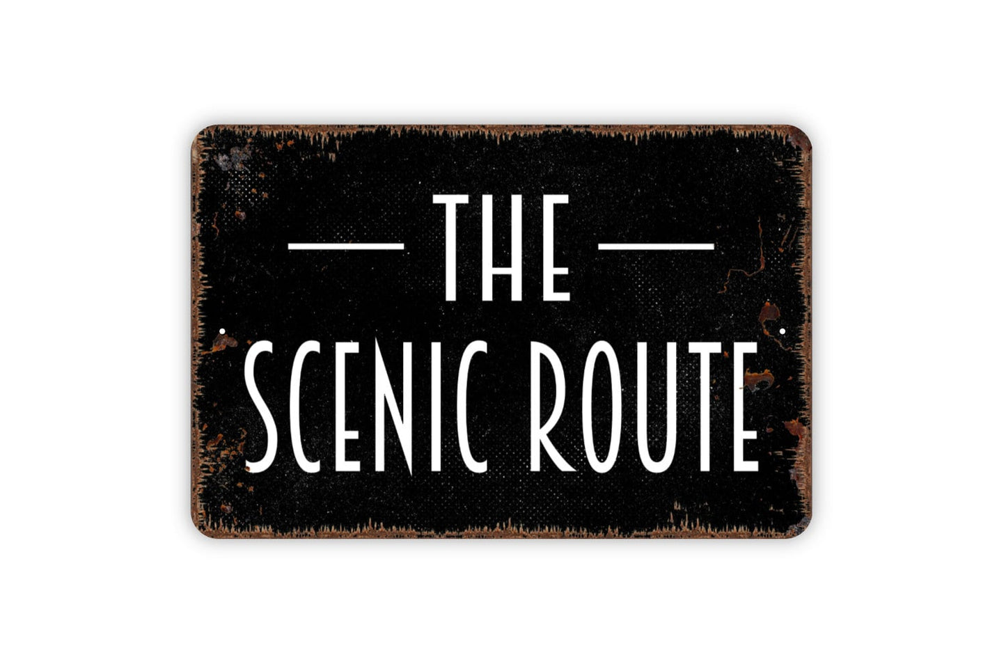 The Scenic Route Sign - Metal Sign, Farmhouse Contemporary Modern Wall Metal Sign