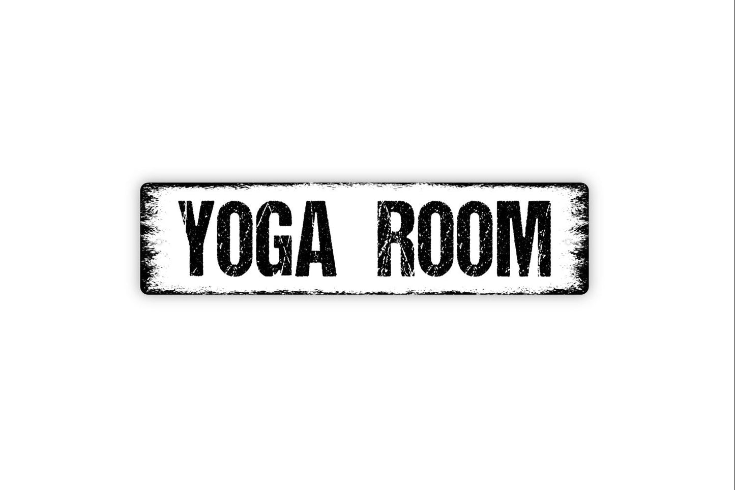 Yoga Room Sign - Yoga Studio Gym Fitness Workout Rustic Street Metal Sign or Door Name Plate Plaque