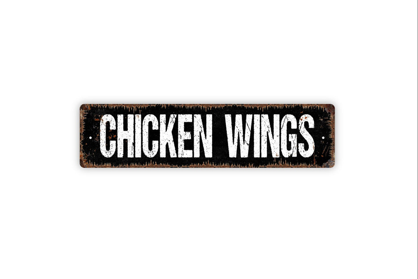 Chicken Wings Sign - Chicken Coop Rustic Street Metal Sign or Door Name Plate Plaque