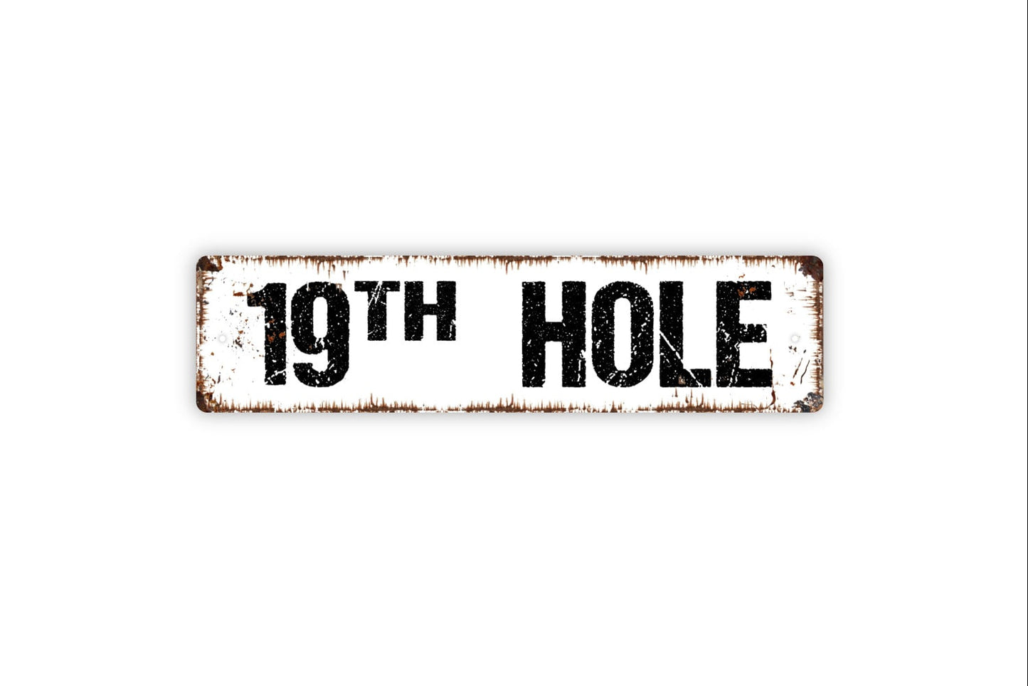 19th Hole Sign - Golfing Rustic Metal Street Sign or Door Name Plate Plaque