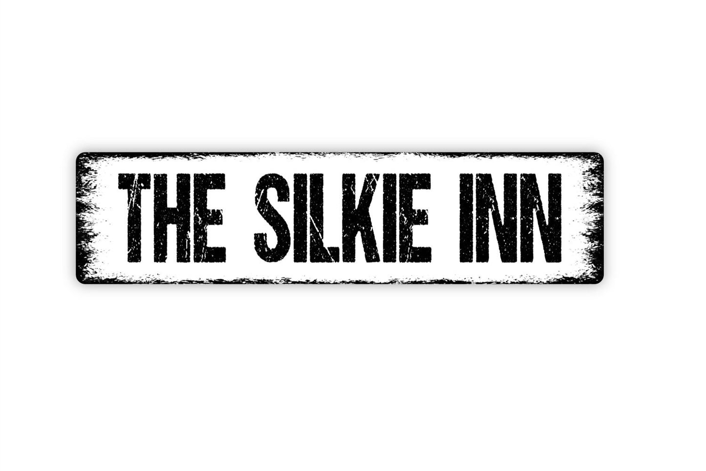 The Silkie Inn Sign - Hen House Chicken Coop Rooster Eggs Rustic Street Metal Sign or Door Name Plate Plaque