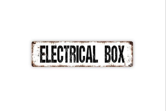 Electrical Box Sign - Electric Panel Room Electricity Danger Warning High Voltage Rustic Street Metal Sign or Door Name Plate Plaque