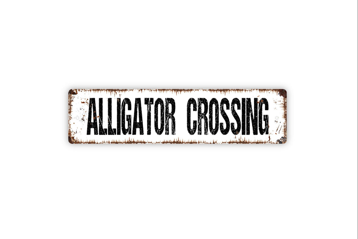 Alligator Crossing Sign - Rustic Metal Street Sign or Door Name Plate Plaque