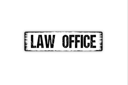 Law Office Sign - Attorney Lawyer Office Reception Rustic Street Metal Sign or Door Name Plate Plaque