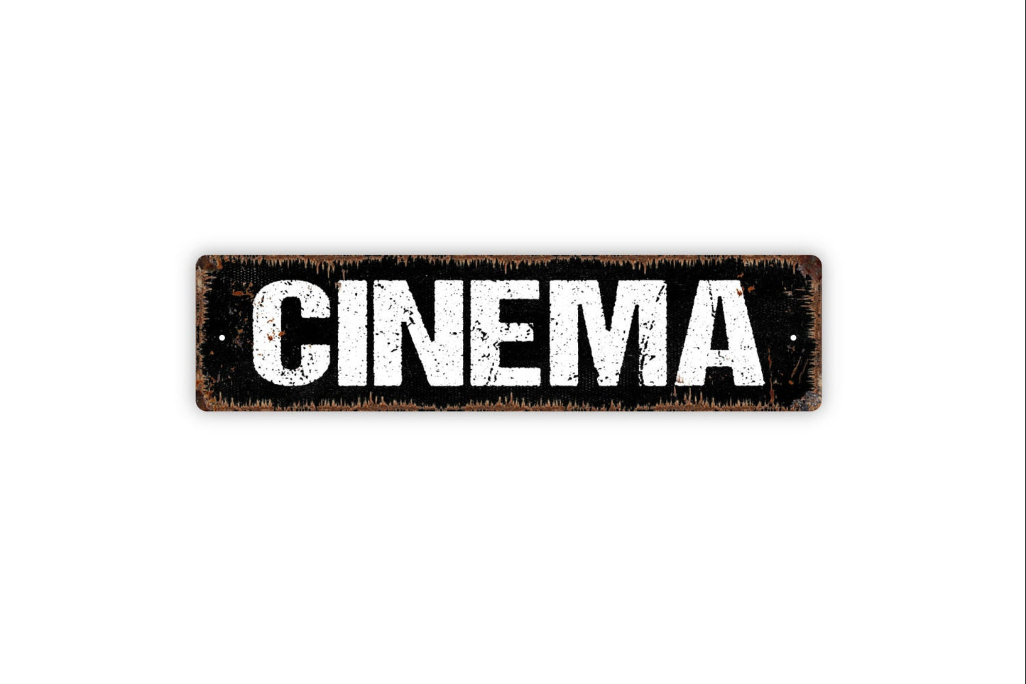 Cinema Metal Sign - Home Theater Theatre Media Room Movies Rustic Street Metal Sign or Door Name Plate Plaque