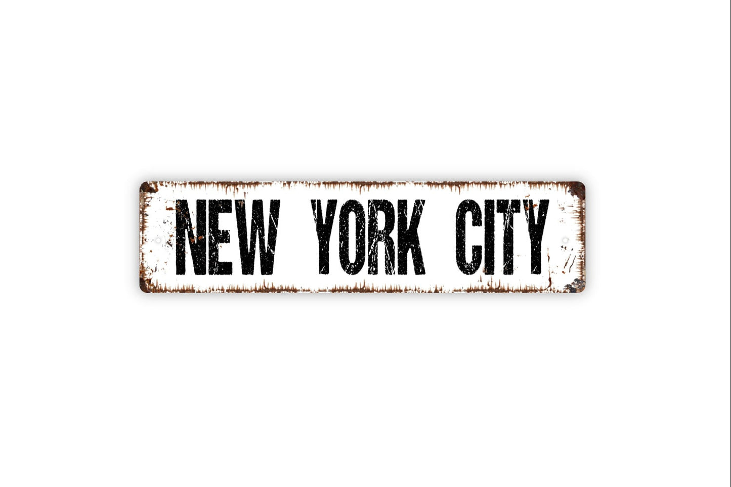 New York City Sign - Town City  Rustic Distressed Grunge Street Metal Sign Or Door Name Plaque