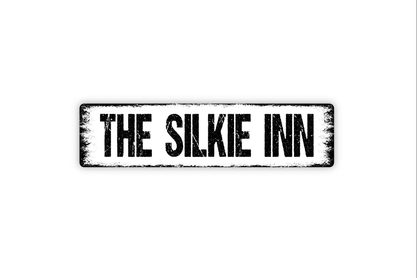 The Silkie Inn Sign - Hen House Chicken Coop Rooster Eggs Rustic Street Metal Sign or Door Name Plate Plaque