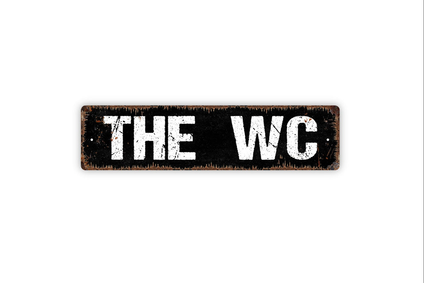 The WC Sign - Water Closet Distressed Bathroom Restroom Rustic Street Metal Sign or Door Name Plate Plaque