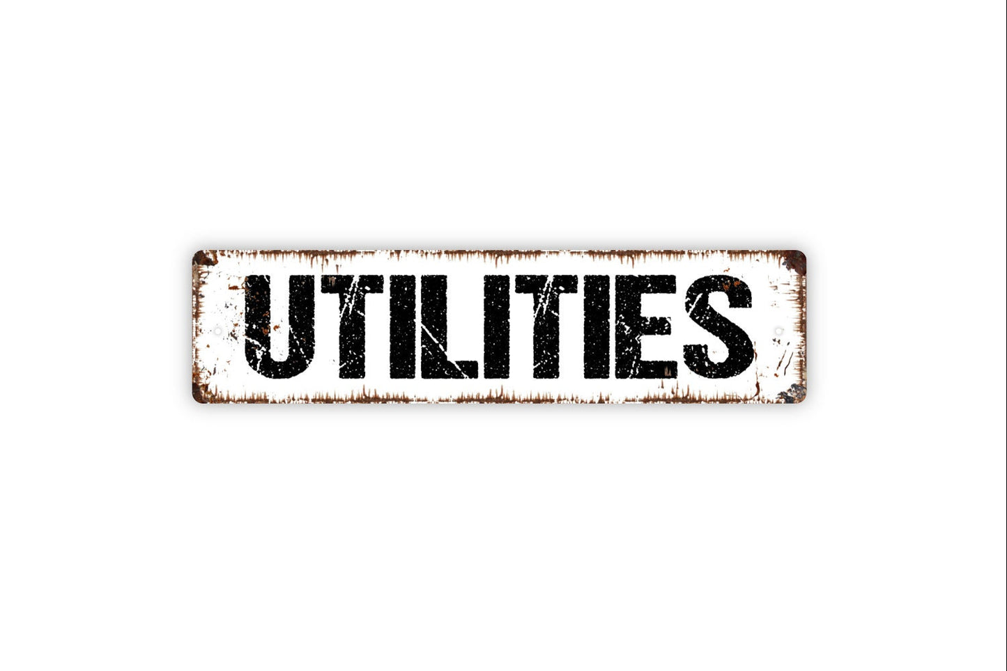 Utilities Sign - Electrical Water Sewer Rental Property Hotel Motel Bed And Breakfast Rustic Street Metal Sign or Door Name Plate Plaque