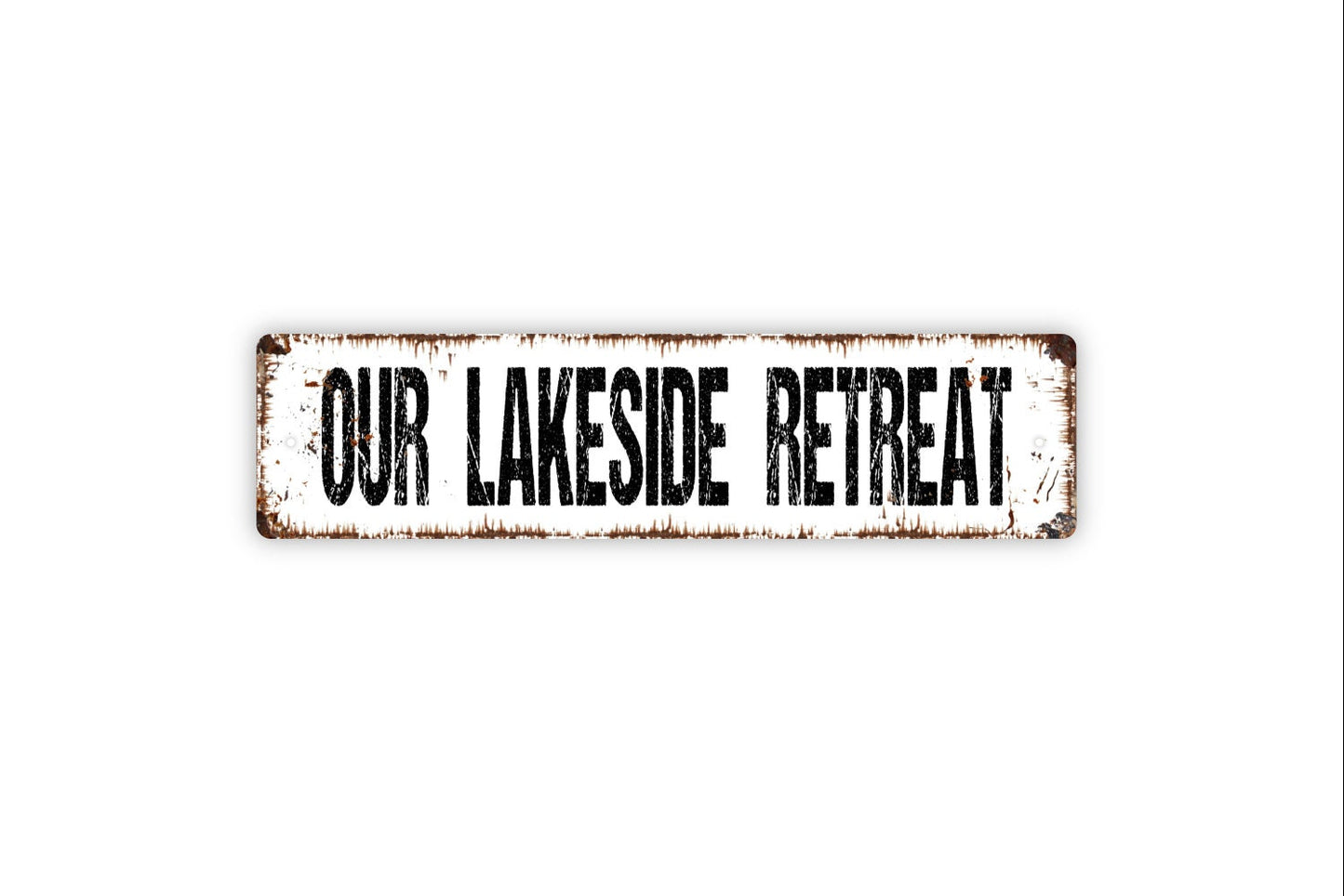 Our Lakeside Retreat Sign - Lake House Cabin Cottage Welcome To Our Lakehouse Rustic Street Metal Sign Or Door Name Plaque