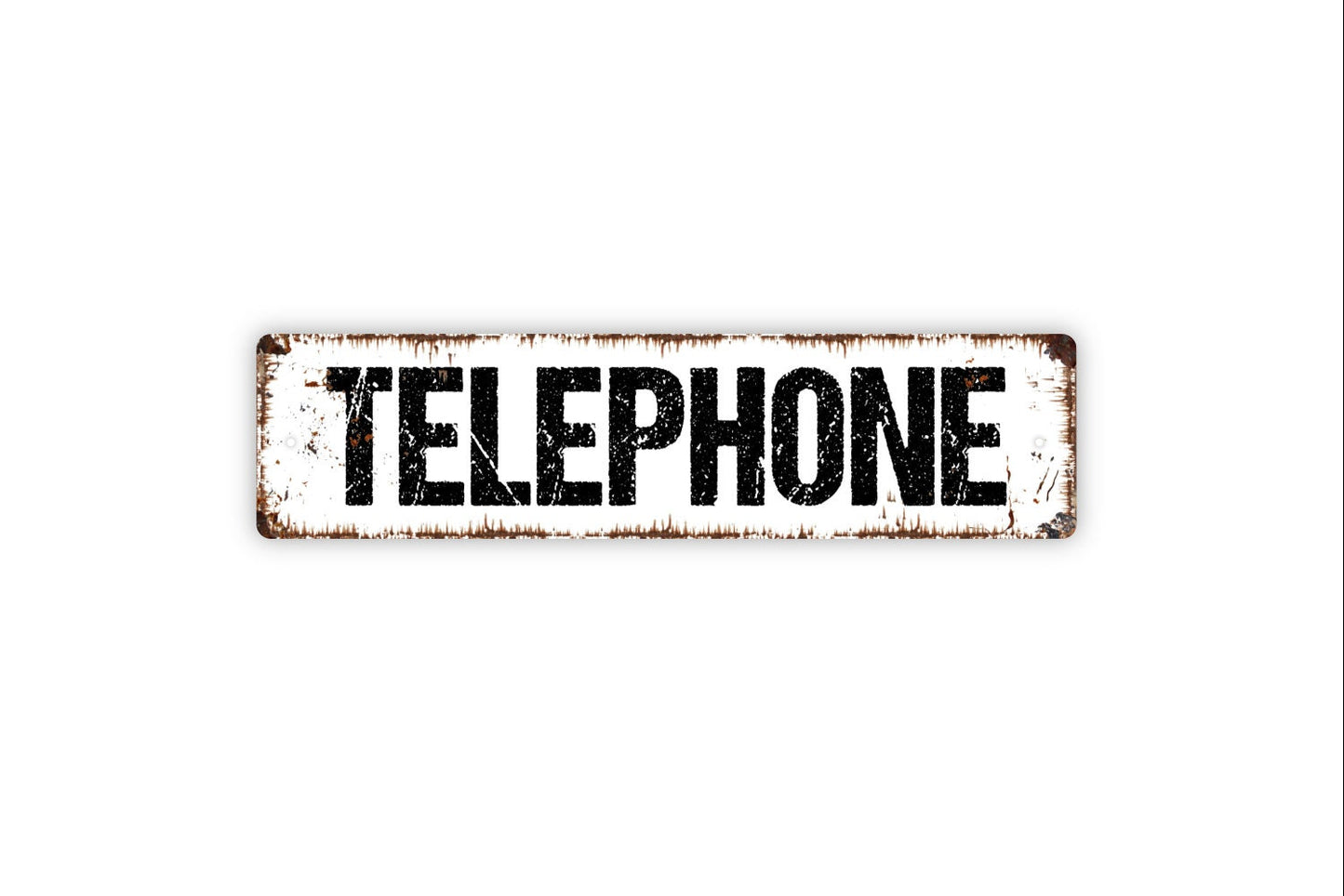 Telephone Sign - Phone Office Call Business Lobby Reception Rustic Street Metal Sign or Door Name Plate Plaque