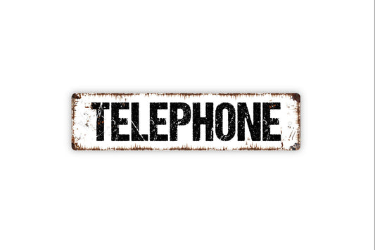 Telephone Sign - Phone Office Call Business Lobby Reception Rustic Street Metal Sign or Door Name Plate Plaque