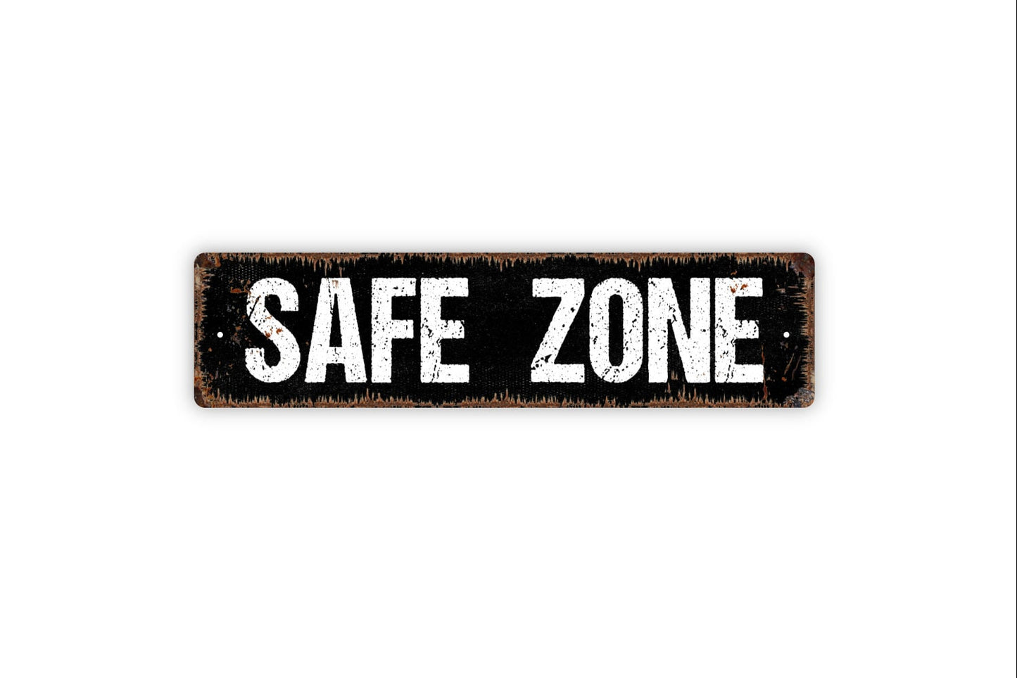 Safe Zone Sign - Relax Zen Den Safety Home Sweet Home Rustic Street Metal Sign or Door Name Plate Plaque