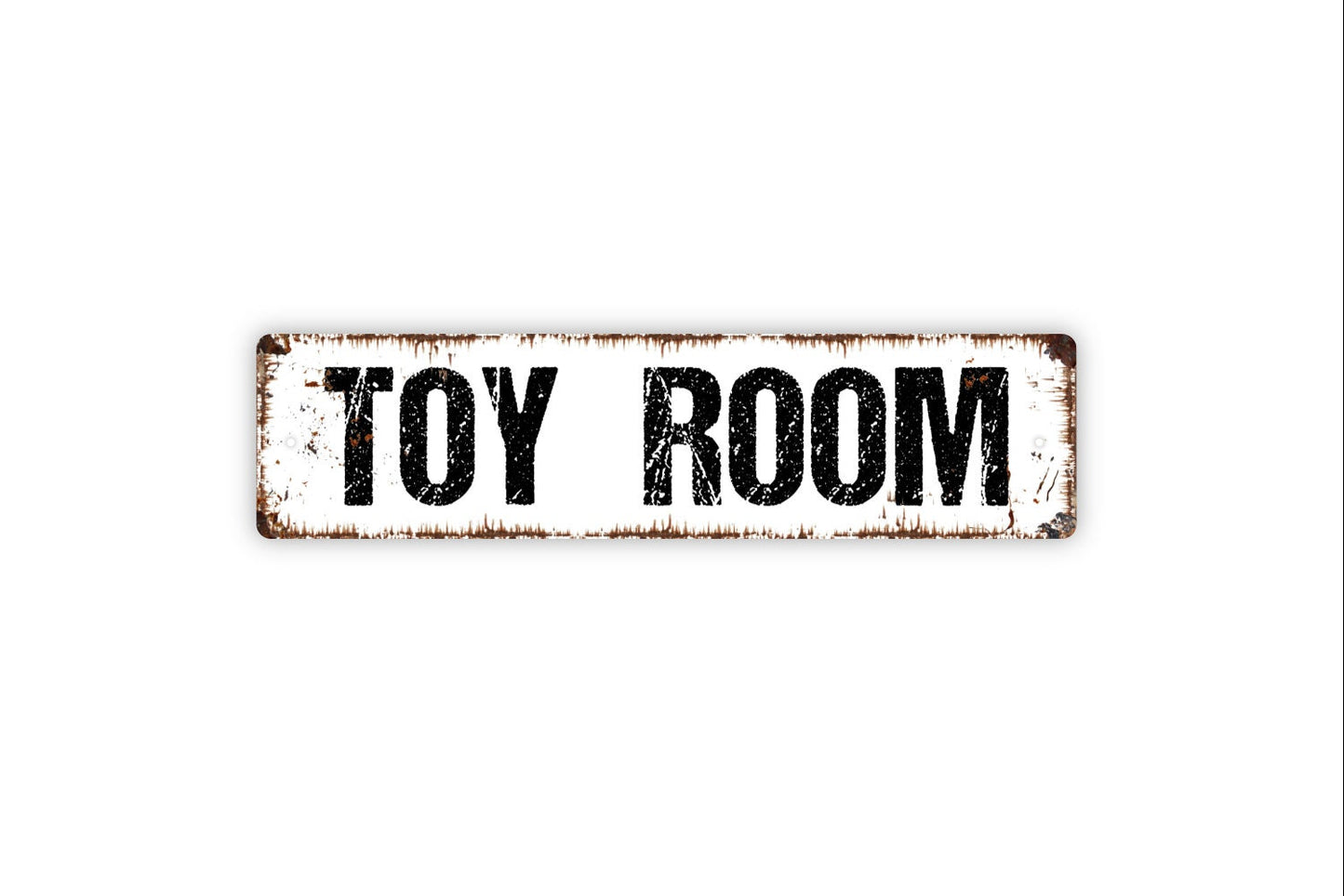 Toy Room Sign - Playroom Kids Children Child At Play Rustic Street Metal Sign or Door Name Plate Plaque