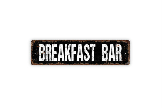 Breakfast Bar Sign - Pantry Kitchen Rustic Metal Street Sign or Door Name Plate Plaque