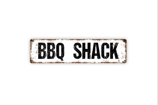 BBQ Shack Sign - Barbecue Smoke Pit Smoker Grill Pit Master Rustic Street Metal Sign or Door Name Plate Plaque