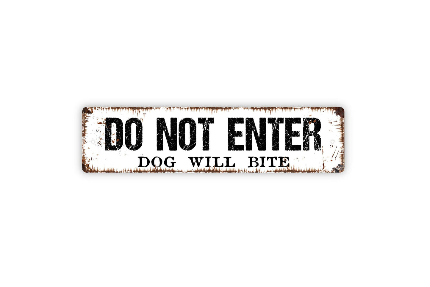 Do Not Enter Dog Will Bite Sign - Please Keep Gate Closed Dogs On Premise Warning Rustic Street Metal Sign or Door Name Plate Plaque