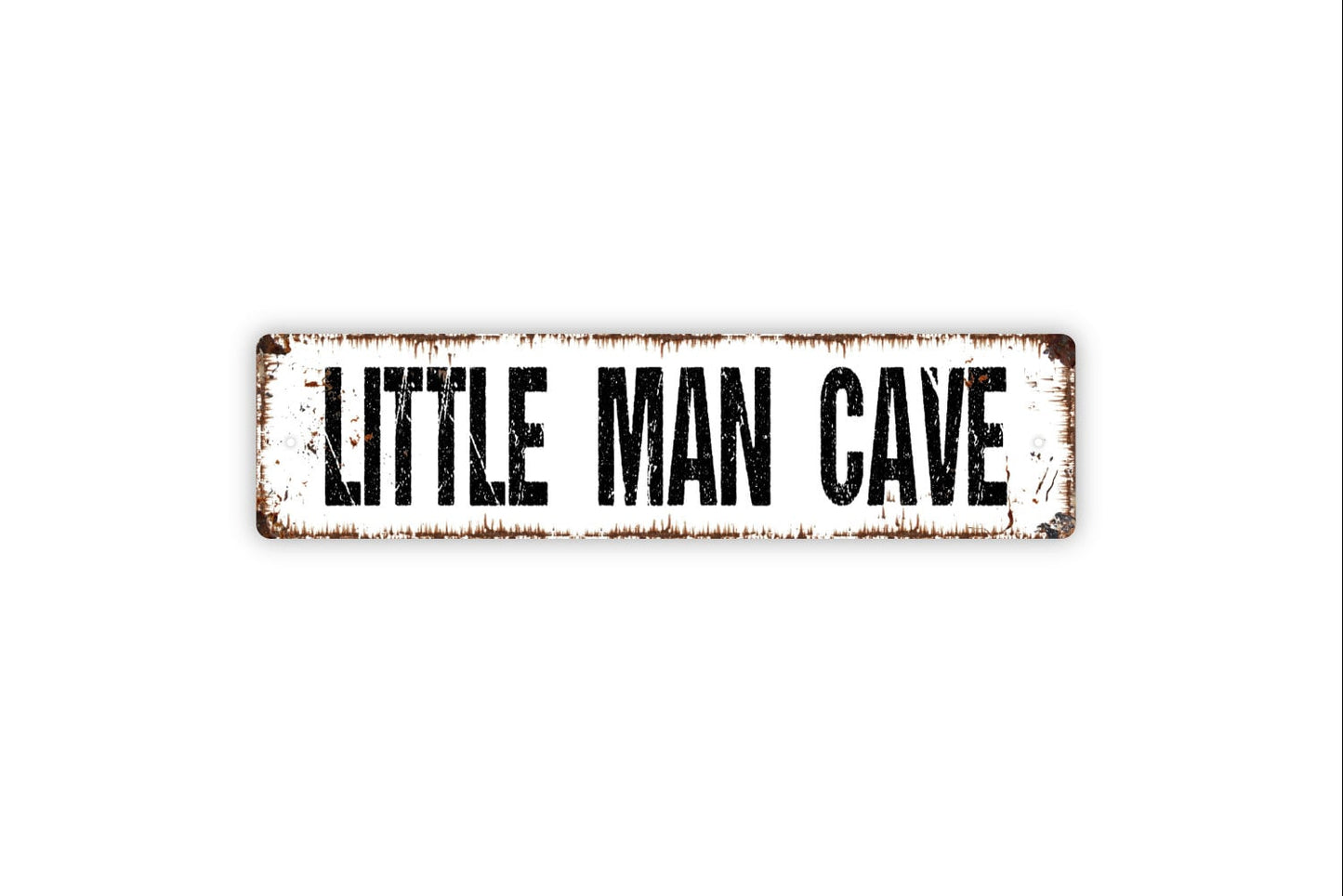 Little Man Cave Sign - Caution Kids Playing Toy Room Clubhouse Boy's Room Rustic Street Metal Sign or Door Name Plate Plaque