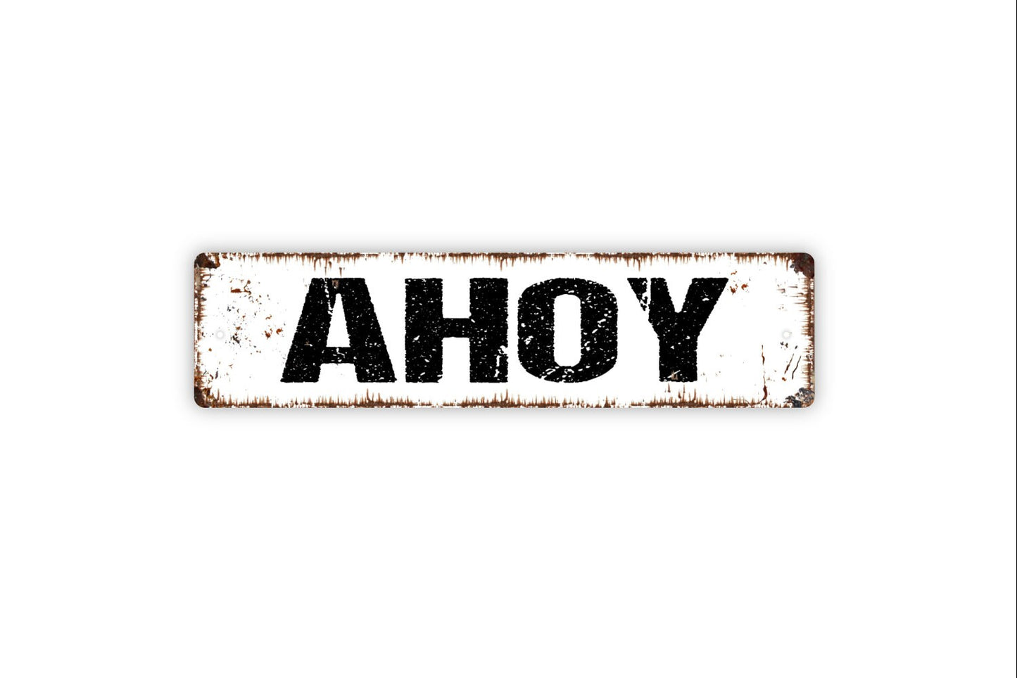 Ahoy Sign - Nautical Pirate Rustic Metal Street Sign or Door Name Plate Plaque