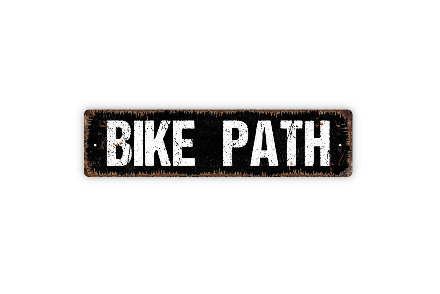 Bike Path - Bicycle Crossing Ride Trail Mountain Designated Pathway Rustic Street Metal Sign or Door Name Plate Plaque