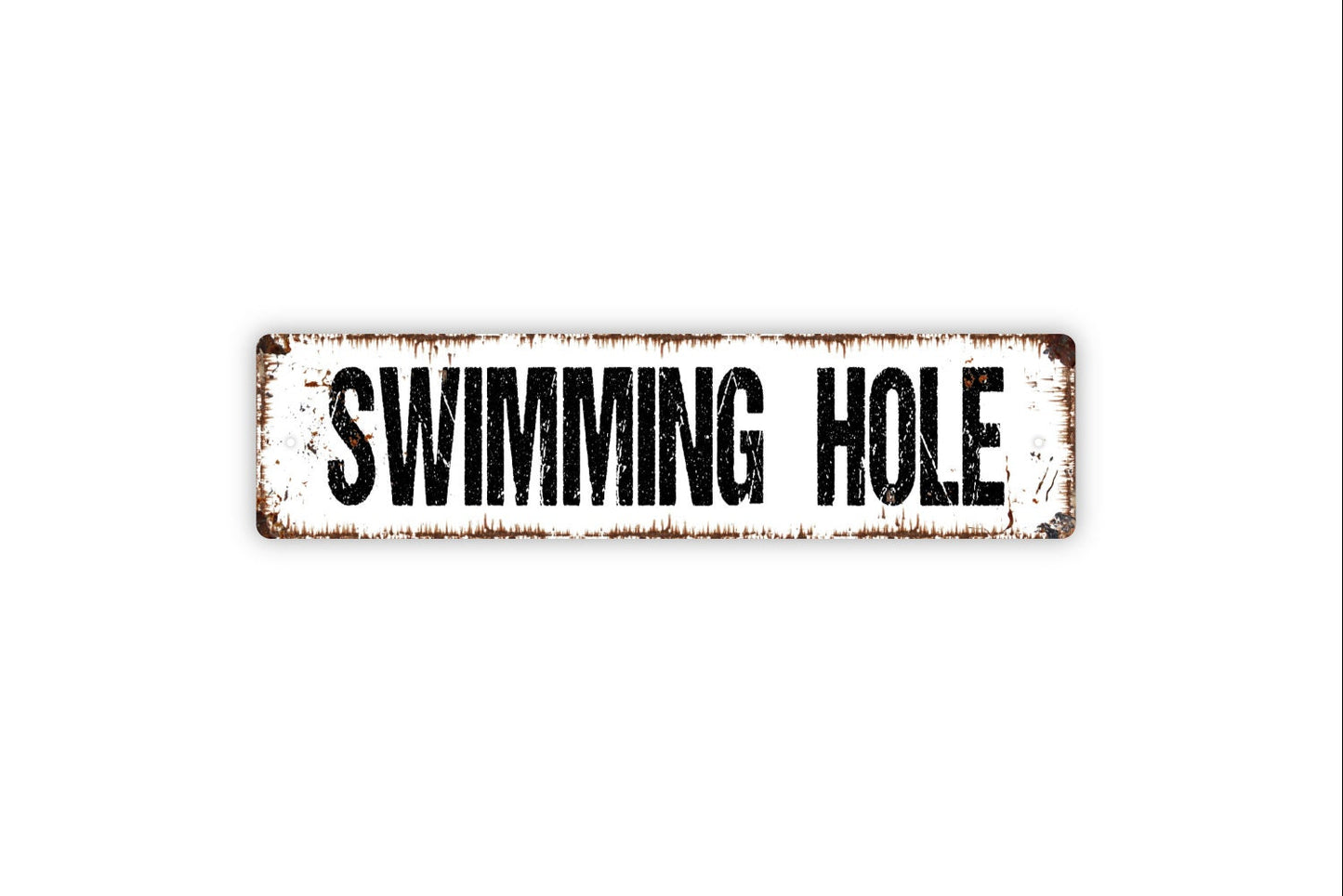 Swimming Hole Sign - Lake River Creek Pool Beach Rustic Street Metal Sign or Door Name Plate Plaque