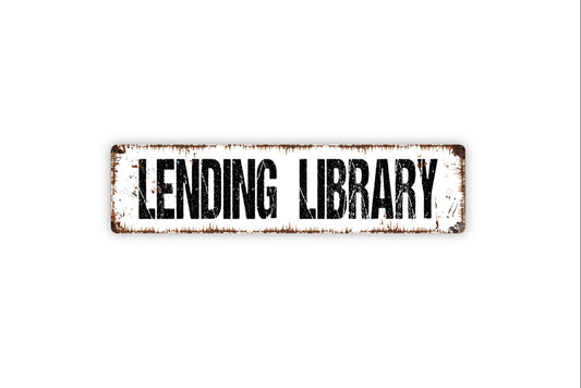 Lending Library Sign - Read Reading Corner Nook Rustic Street Metal Sign or Door Name Plate Plaque