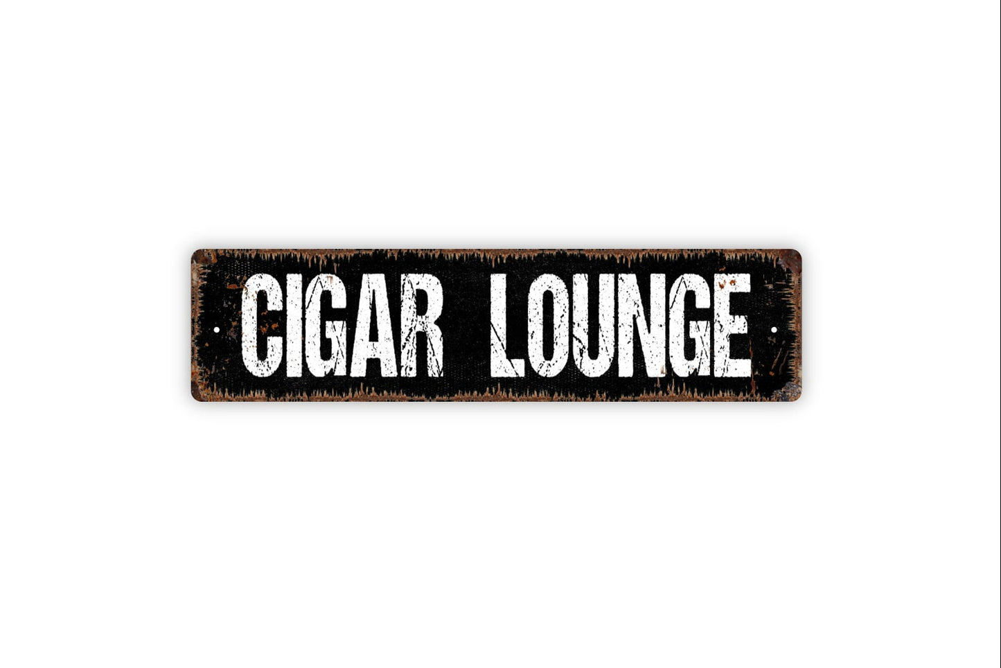 Cigar Lounge - Humidor Bar Pub Man Cave Rustic Street Metal Sign or Door Name Plate Plaque