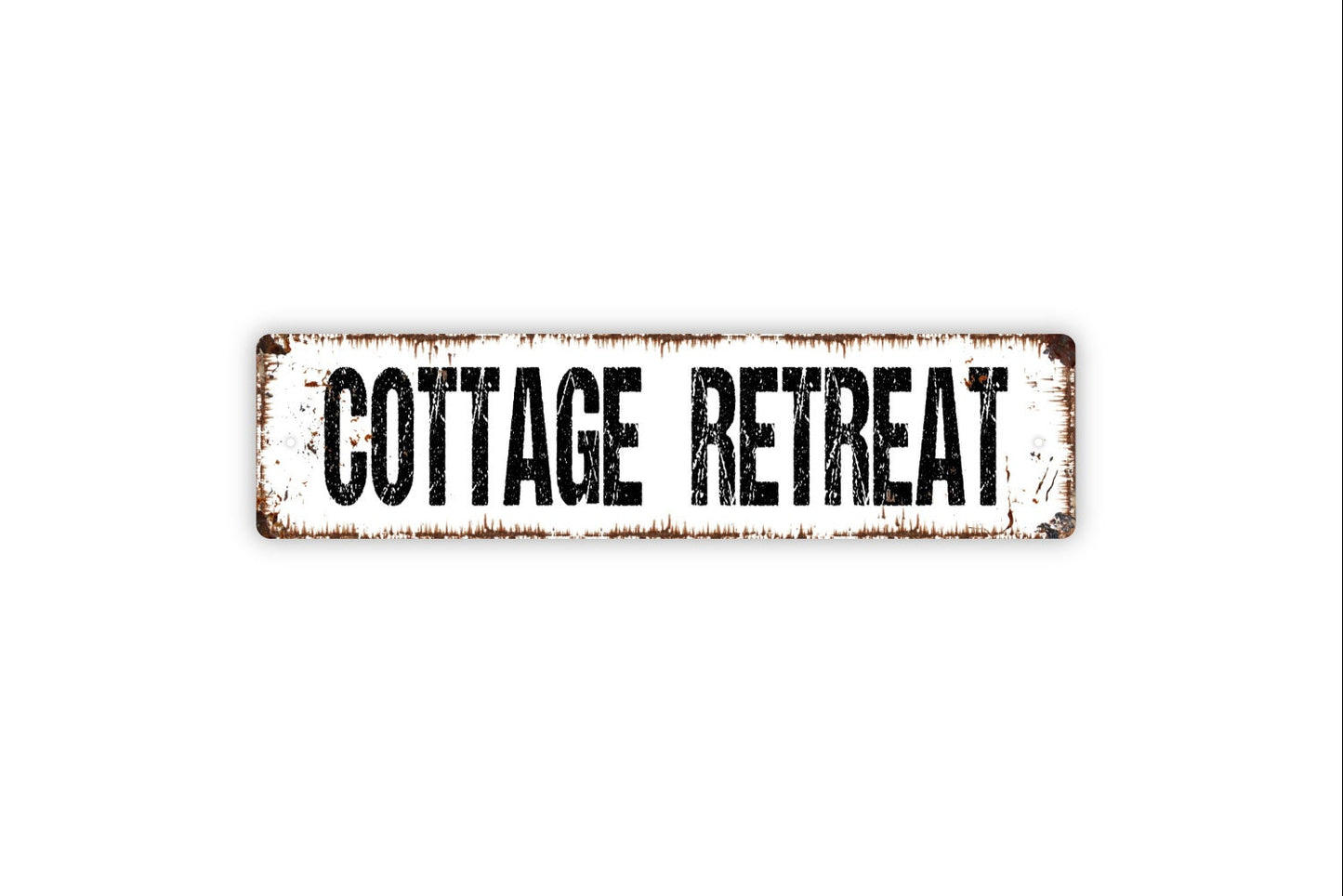 Cottage Retreat Sign - Cabin Lake River Bungalow Vacation Rental Rustic Street Metal Sign or Door Name Plate Plaque