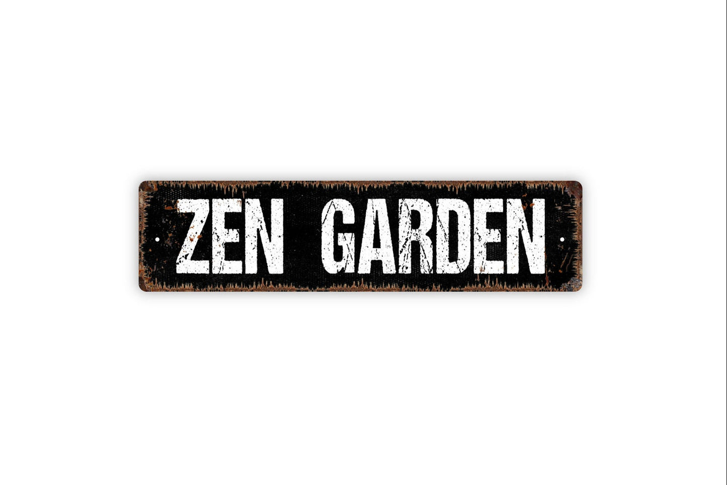 Zen Garden Sign - Rustic Metal Street Sign or Door Name Plate Plaque