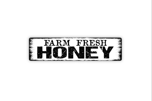 Farm Fresh Honey Sign - Beekeeper Beehive Bumble Bee Garden Farmers Market Rustic Street Metal Sign or Door Name Plate Plaque