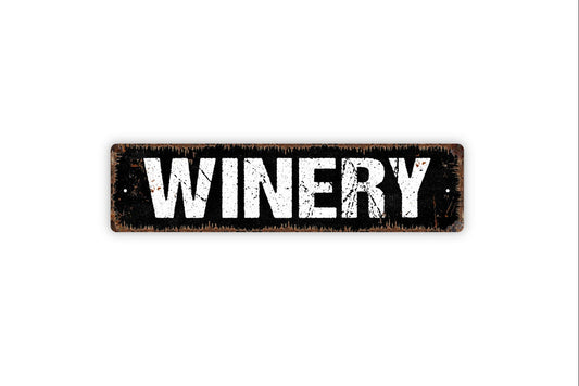 Winery Sign - Wine Vineyard Cork Bottle Drink Pour Grapes Rustic Street Metal Sign or Door Name Plate Plaque