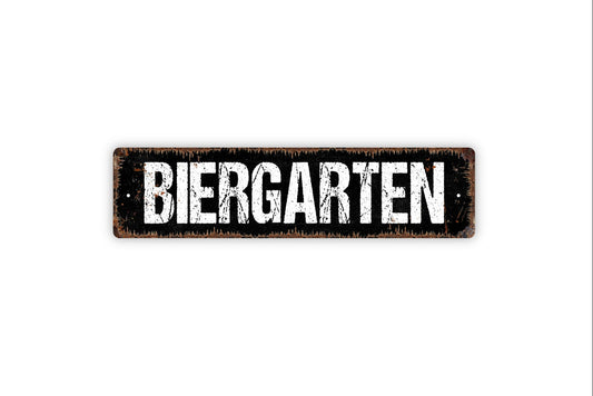 Biergarten Sign - Funny Pantry Kitchen Rustic Custom Metal Street Sign or Door Name Plate Plaque