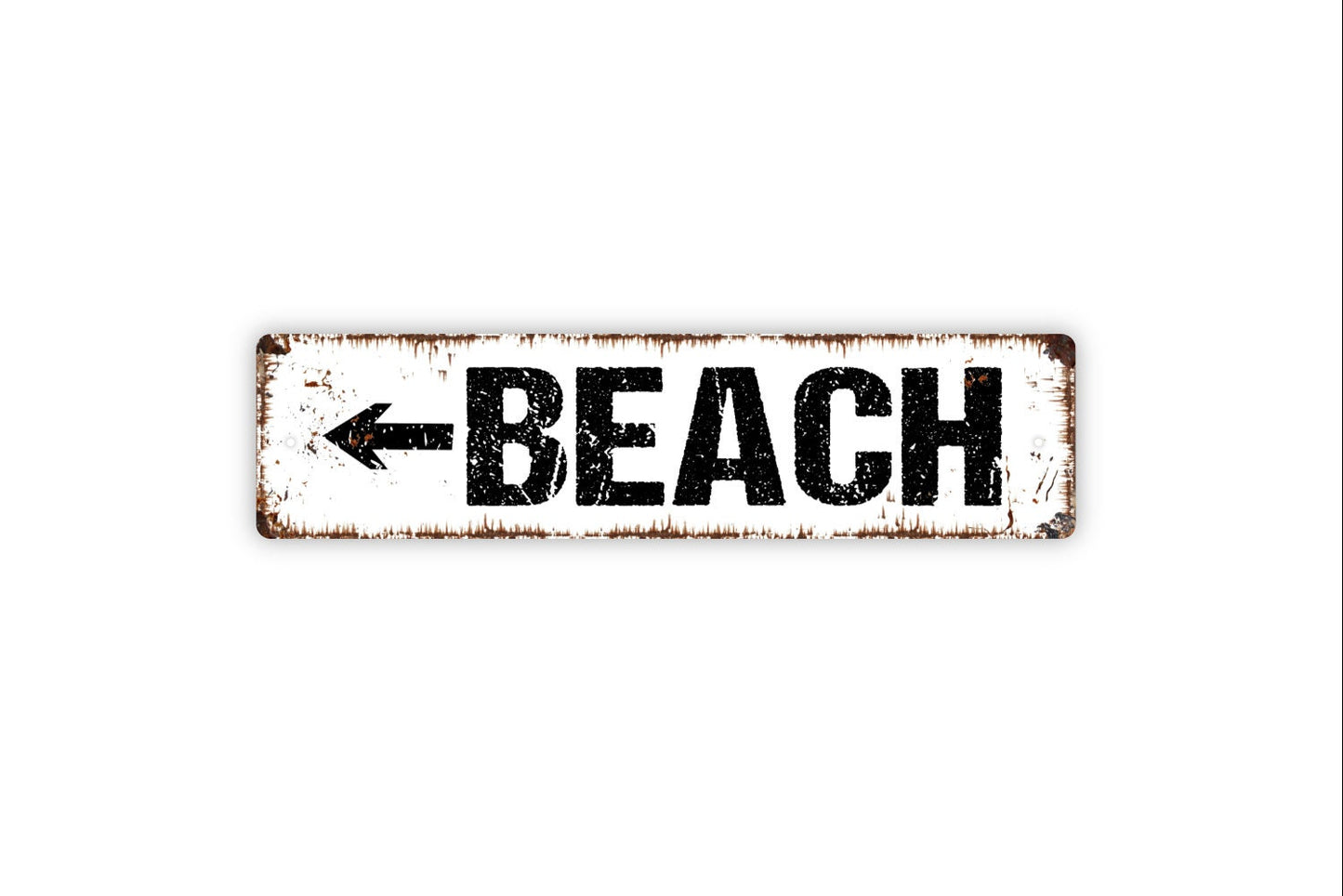 Beach With Arrow Sign, Rustic Custom Metal Sign, Rustic Street Sign or Door Name Plate Plaque