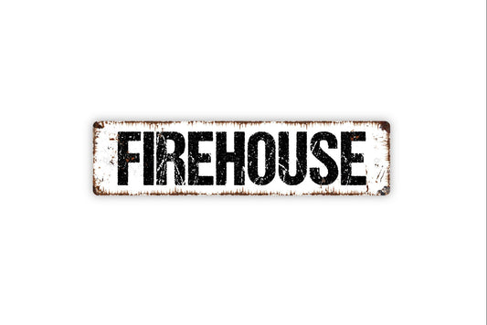 Firehouse Metal Sign, Firefighter Man Cave Rustic Custom Name Metal Sign, Rustic Street Sign or Door Name Plate Plaque