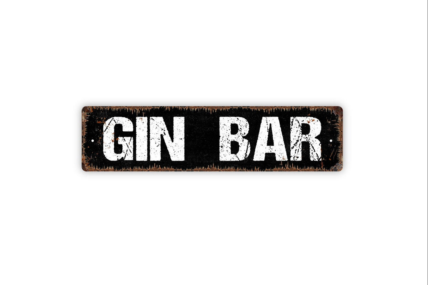 Gin Bar Sign - Pub Saloon Tavern Alcohol Drink Cocktails Rustic Street Metal Sign or Door Name Plate Plaque