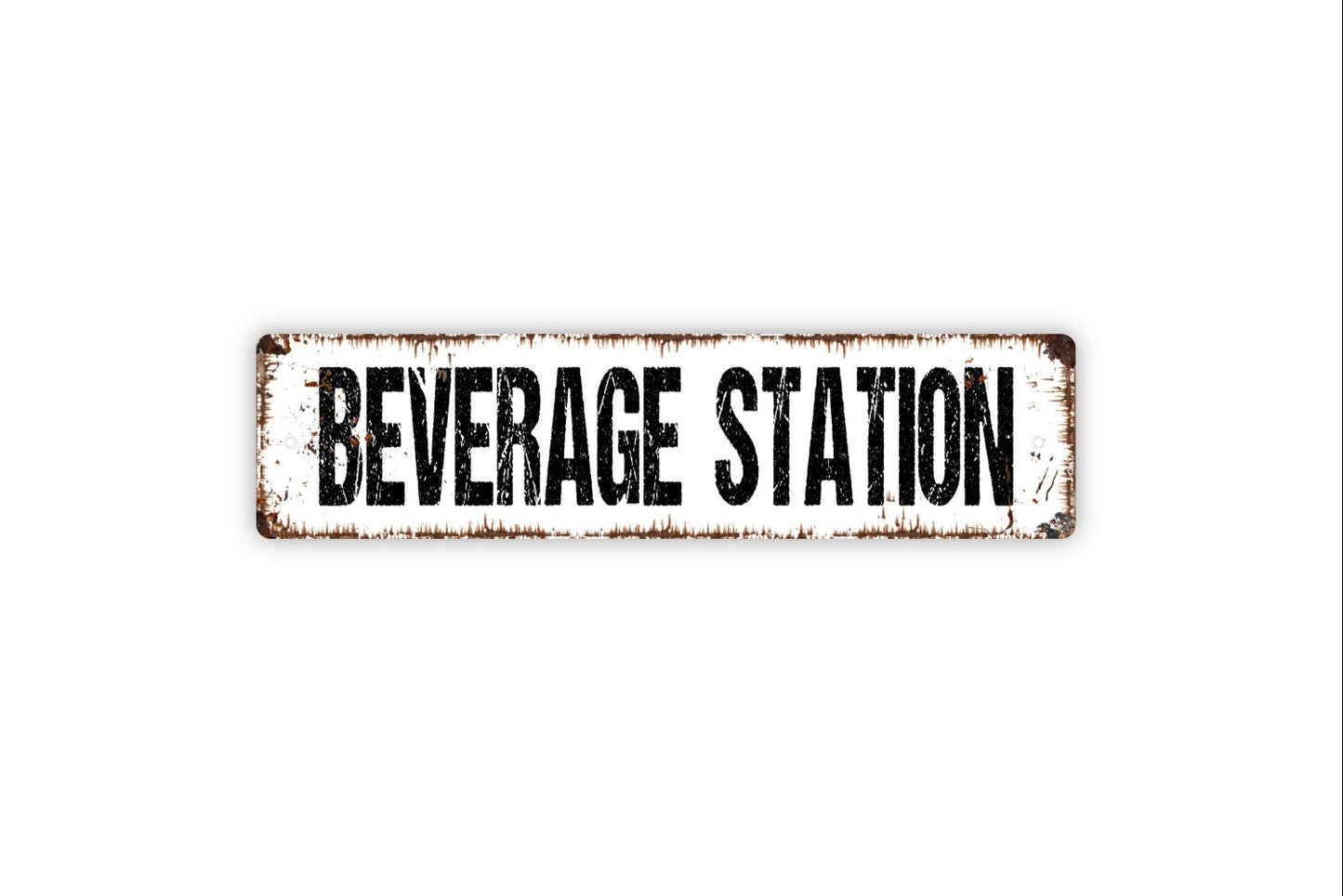 Beverage Station Sign - Drinks Hot Cold Soda Tea Coffee Beer Liquor Water Rustic Street Metal Sign or Door Name Plate Plaque