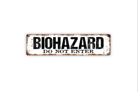 Biohazard Do Not Enter Sign, Funny Rustic Custom Metal Sign, Rustic Street Sign or Door Name Plate Plaque