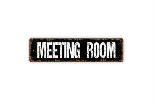 Meeting Room Sign - Conference Business Room Bathroom Funny Over The Toilet Sign Rustic Street Metal Sign or Door Name Plate Plaque