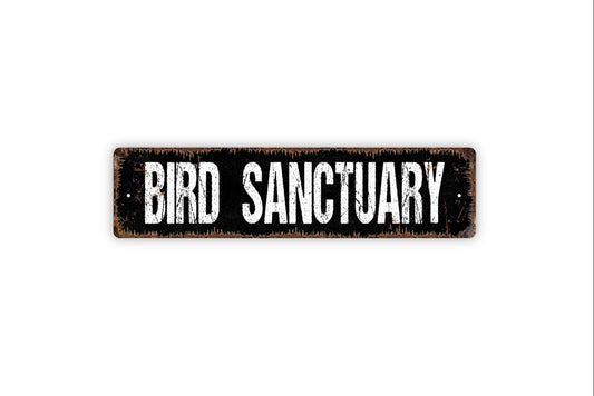 Bird Sanctuary Sign - Apiary Bird Feeder Nest Birdhouse Garden Rustic Street Metal Sign or Door Name Plate Plaque