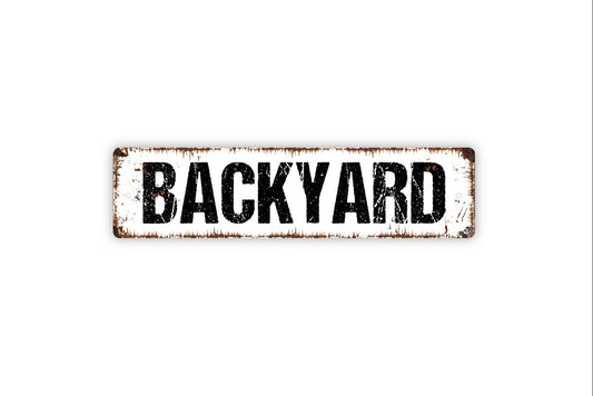 Backyard Sign - Playground Kids Children Paradise Garden Flowers Rustic Street Metal Sign or Door Name Plate Plaque