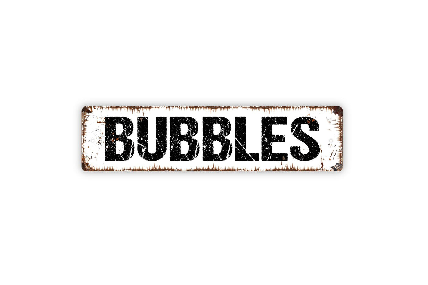 Bubbles Sign - Bathroom Rustic Metal Street Sign or Door Name Plate Plaque