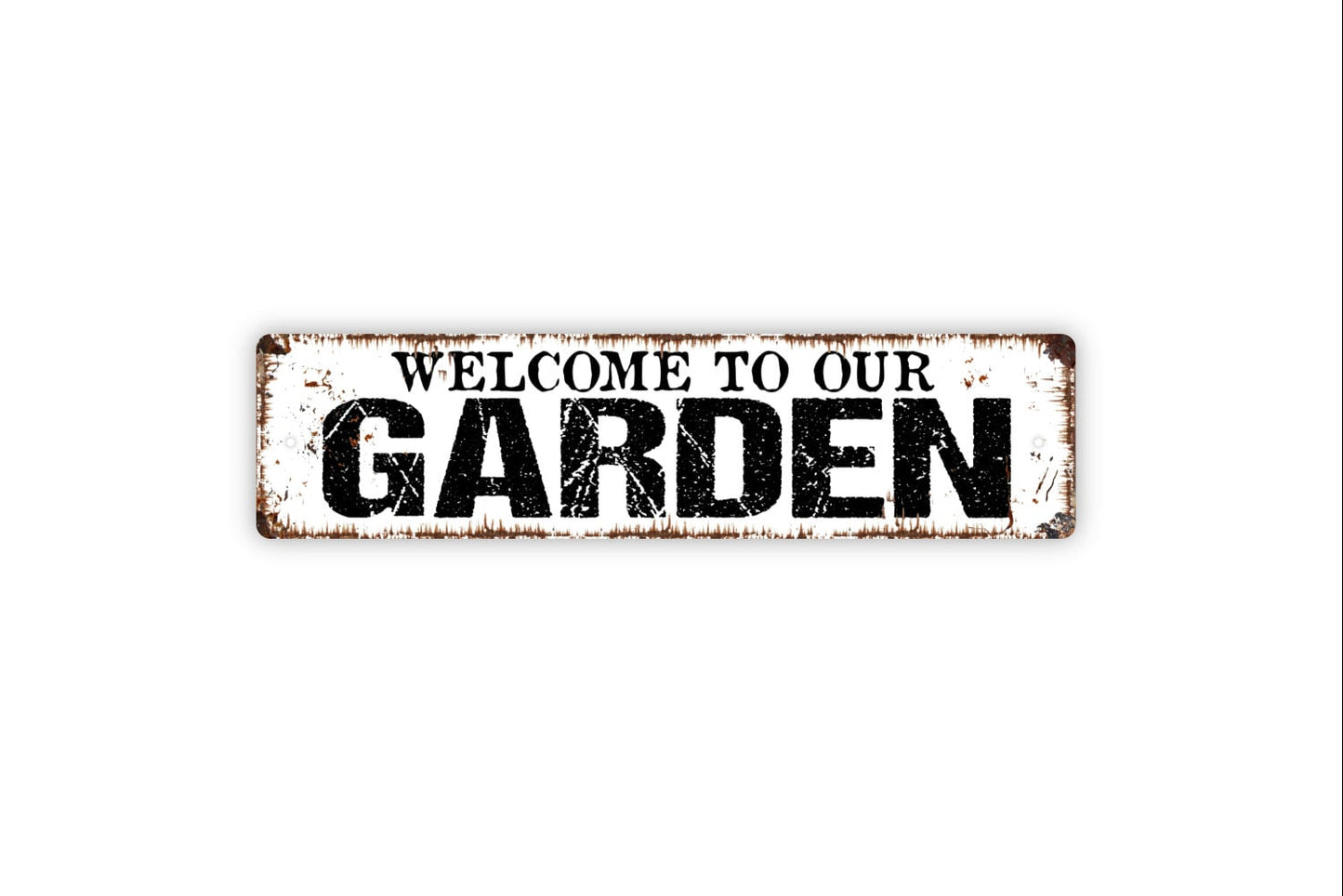 Welcome To Our Garden Sign - Rustic Metal Street Sign or Door Name Plate Plaque