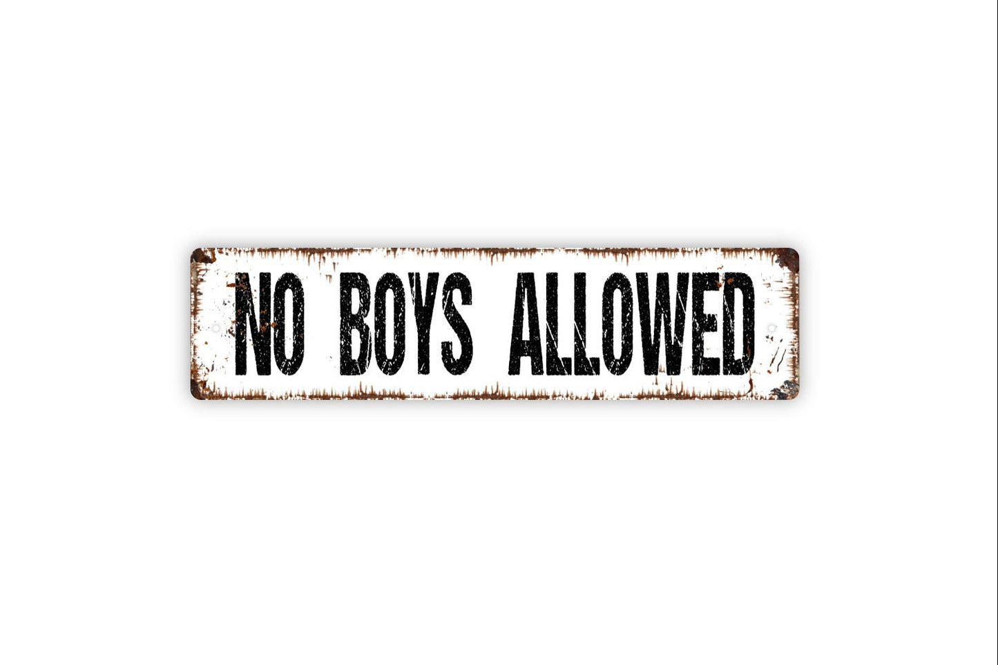 No Boys Allowed Sign - Funny Girls Only Clubhouse Rustic Street Metal Sign or Door Name Plate Plaque