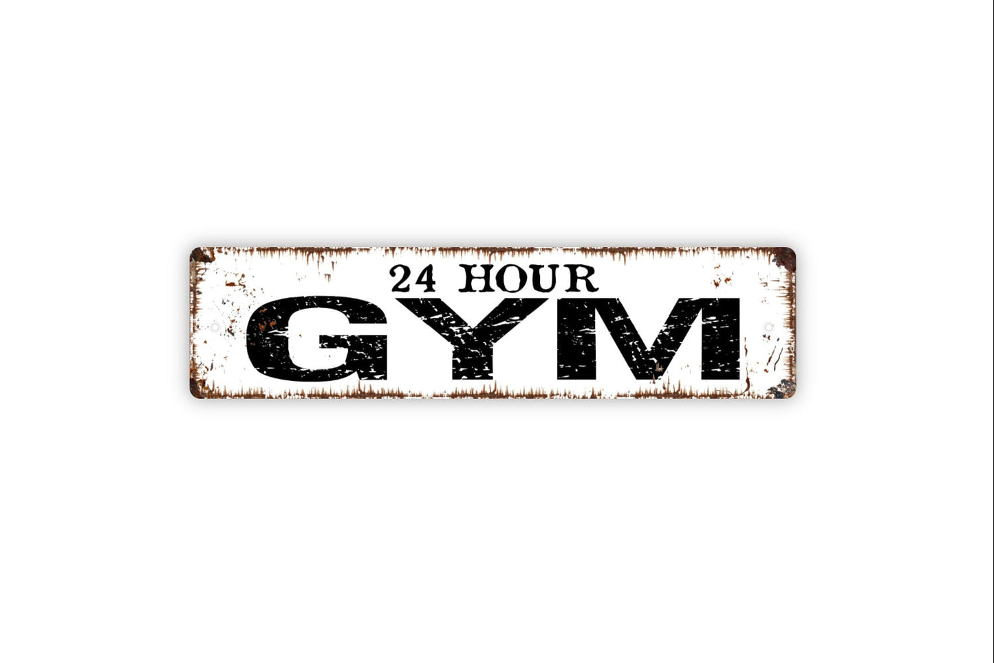 24 Hour Gym Sign - Workout Fitness Rustic Metal Street Sign or Door Name Plate Plaque