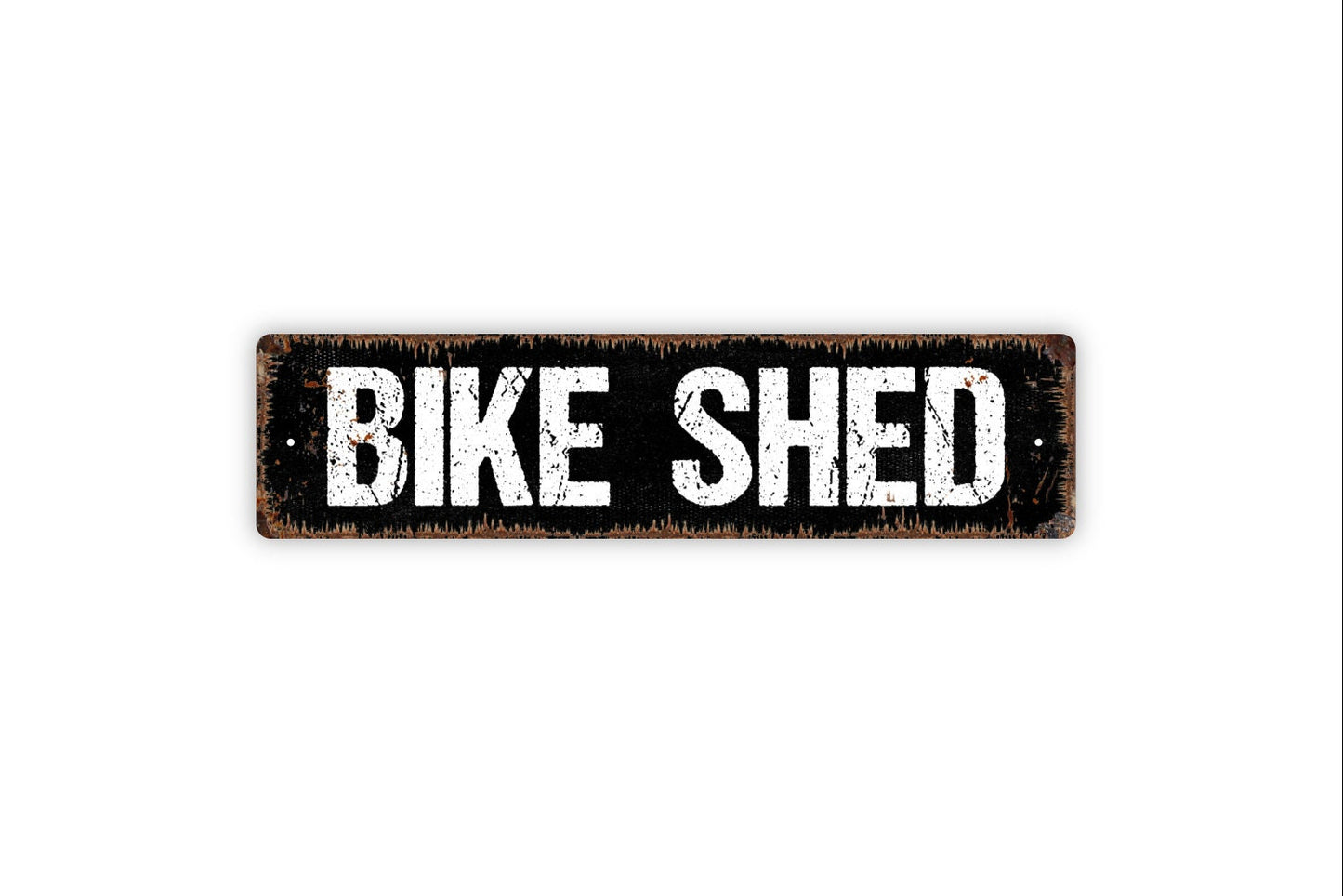 Bike Shed Sign - Bicyclist Bicycle Motorbike Motorcycle Garage Rustic Street Metal Sign or Door Name Plate Plaque