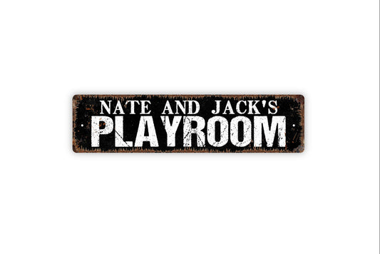 Personalized Playroom Sign, Custom Metal Sign, Rustic Street Sign or Door Name Plate Plaque