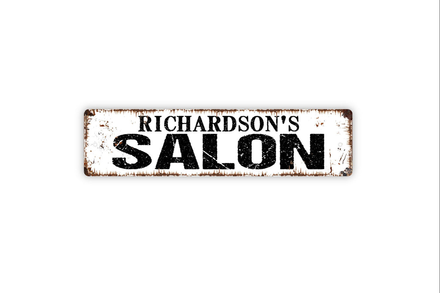 Personalized Salon Sign - Hair Studio Stylist Barber Custom Metal Sign, Rustic Street Sign or Door Name Plate Plaque