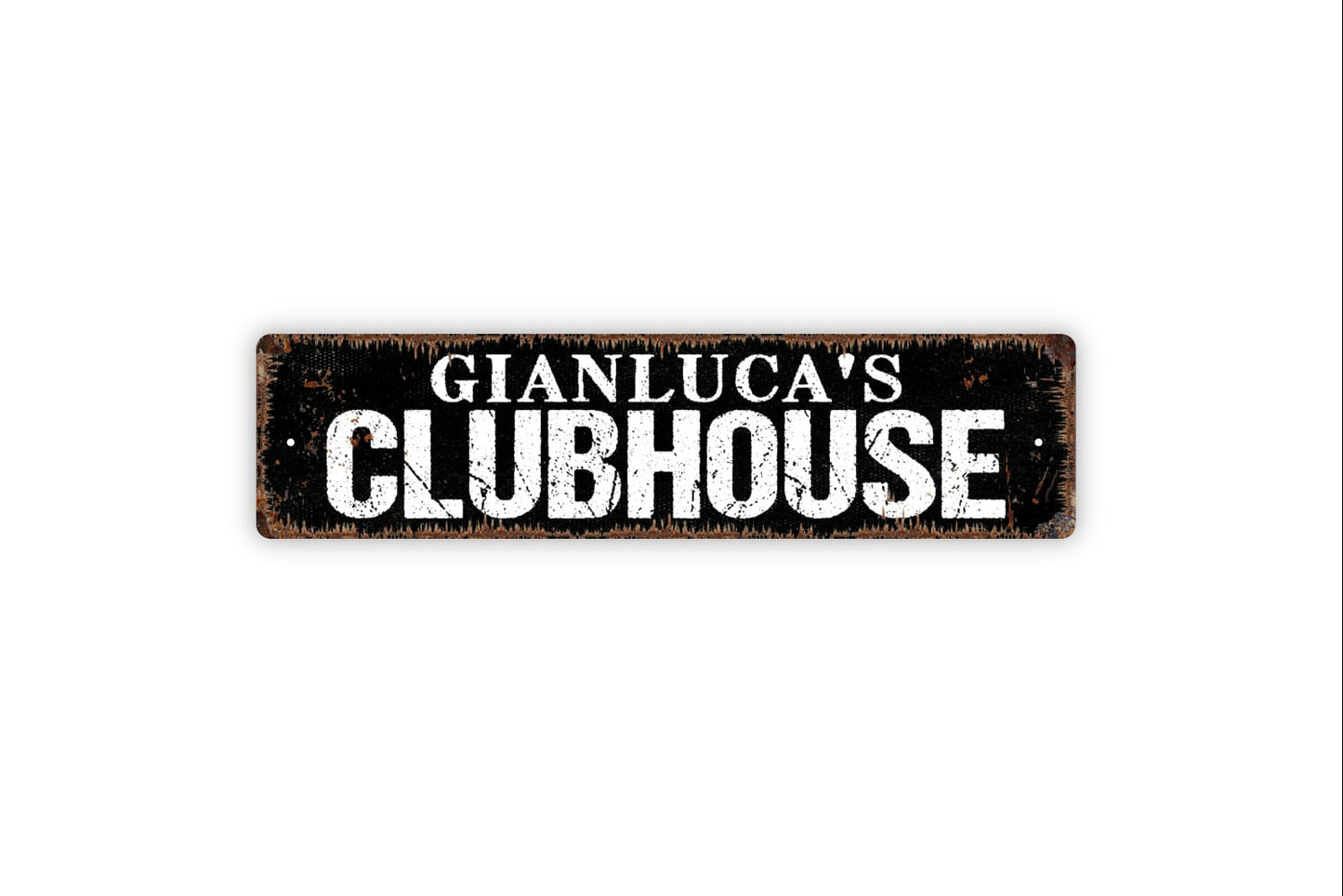 Personalized Clubhouse Sign - Kids Treehouse Fort Man Cave She Shed Rustic Street Metal Sign or Door Name Plate Plaque