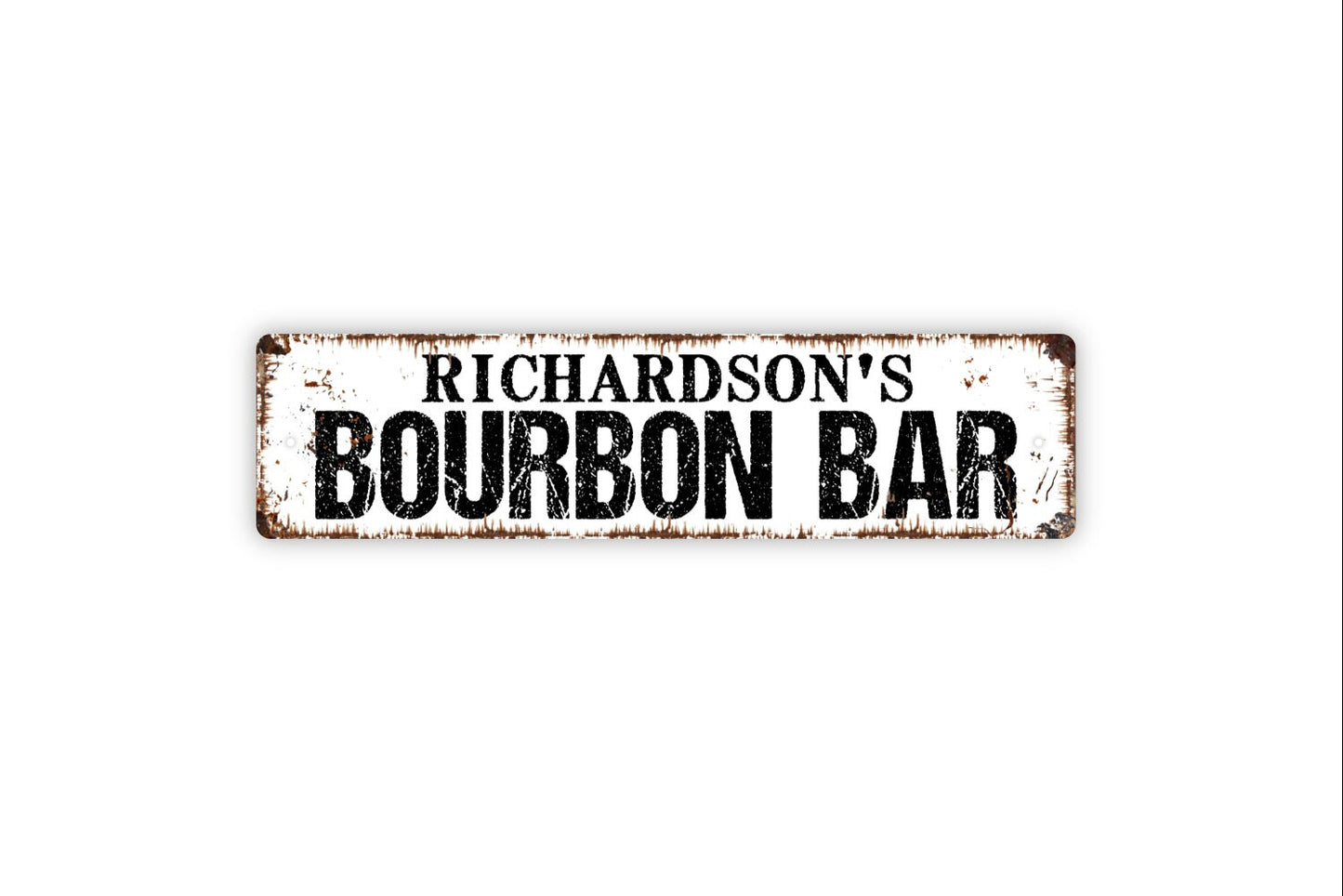 Personalized Bourbon Bar Sign, Custom Metal Sign, Rustic Street Sign or Door Name Plate Plaque